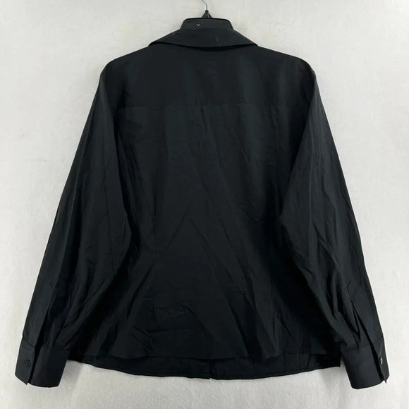 Liberte Button-Up Shirt Women's Sz 16W Black Plain Pleated Collared Stretch - Picture 2 of 11